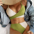 Color-blocked Thick Pit Strip Cross-tie Swimsuit
